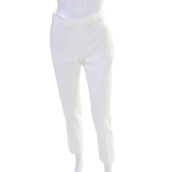 Akris Pants - Akris Womens Tapered Leg Pleated Side Zip Dress Pants White Size 4 US